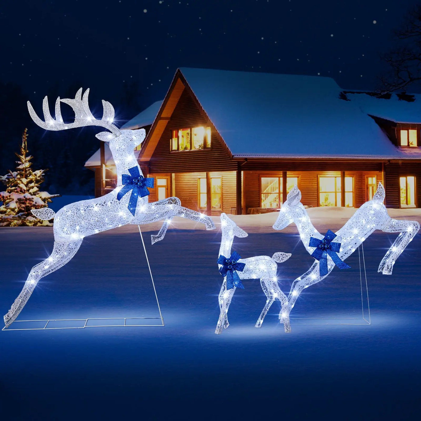 3 Pieces Lighted Christmas Reindeer Family Set with 255 Lights by DirectDeals