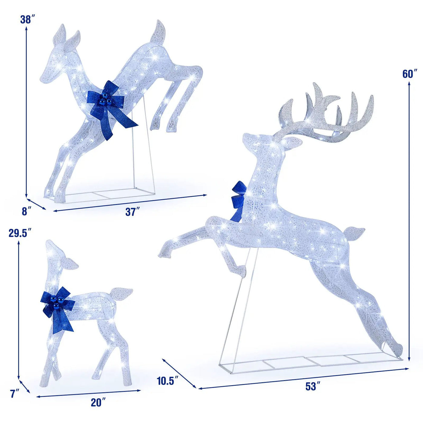 3 Pieces Lighted Christmas Reindeer Family Set with 255 Lights by DirectDeals