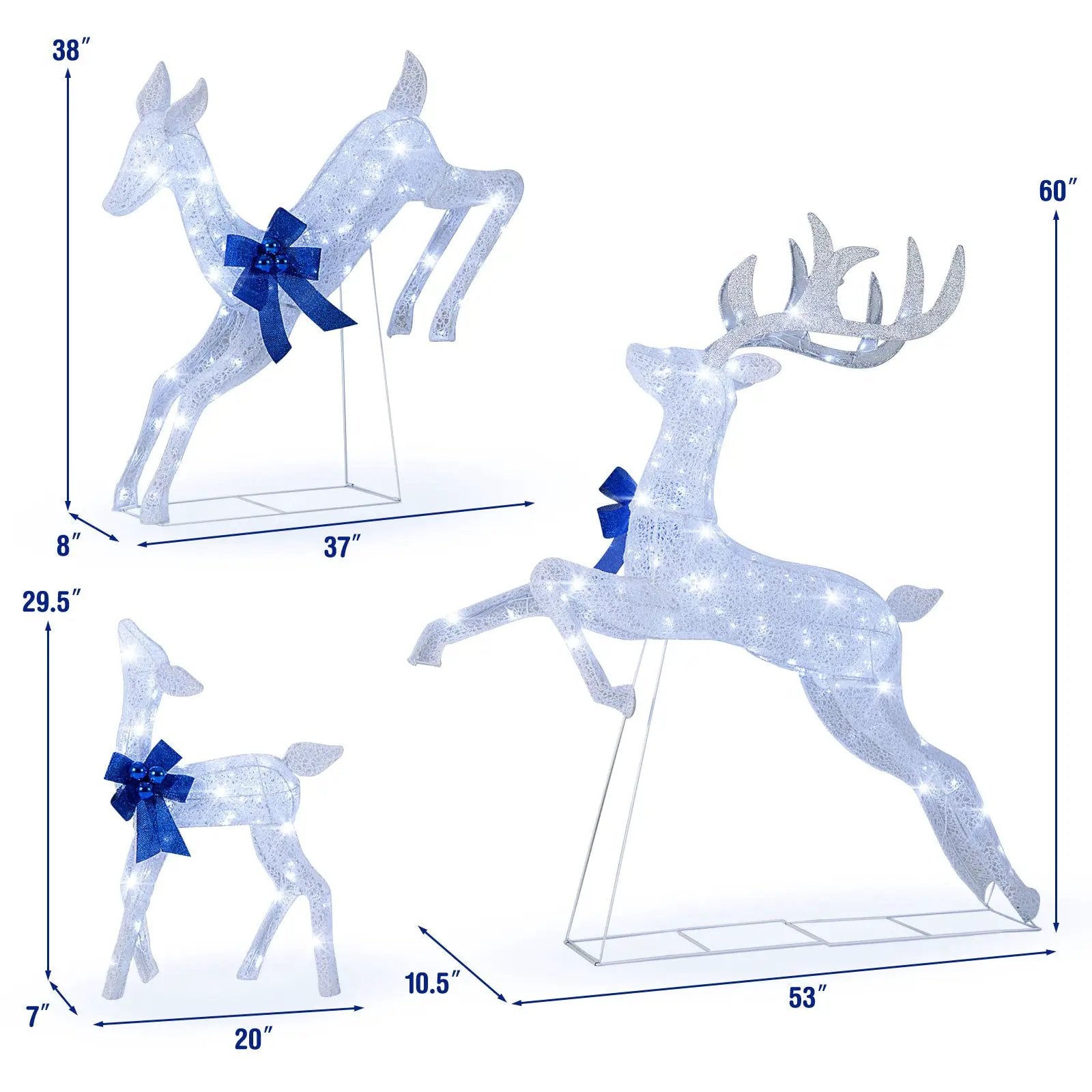 3 Pieces Lighted Christmas Reindeer Family Set with 255 Lights by DirectDeals