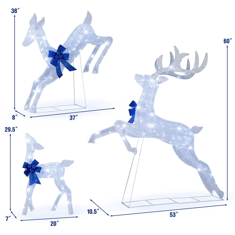 3 Pieces Lighted Christmas Reindeer Family Set with 255 Lights by DirectDeals