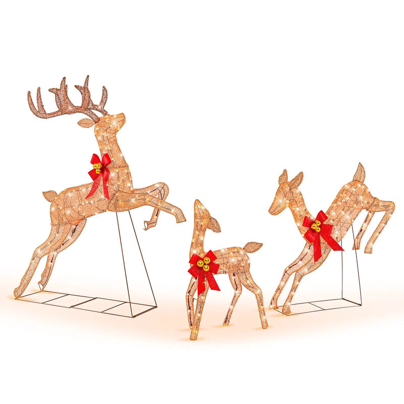 3 Pieces Lighted Christmas Reindeer Family Set with 255 Lights by DirectDeals