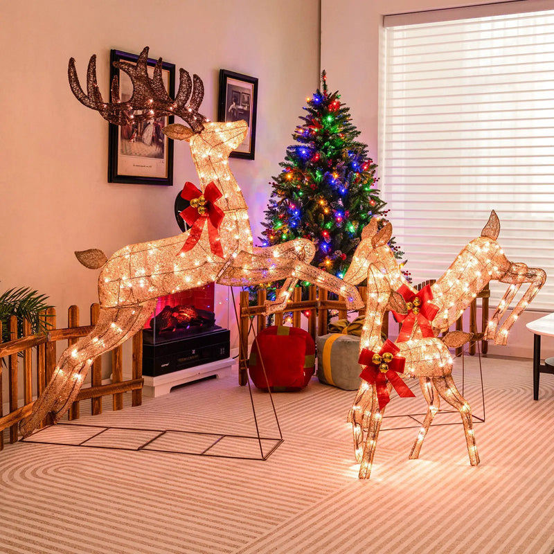 3 Pieces Lighted Christmas Reindeer Family Set with 255 Lights by DirectDeals