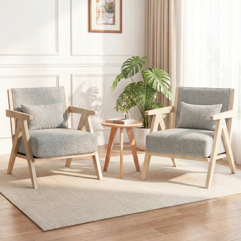 3 Pieces Living Room Furniture Set with Rubber Wood Frame by DirectDeals