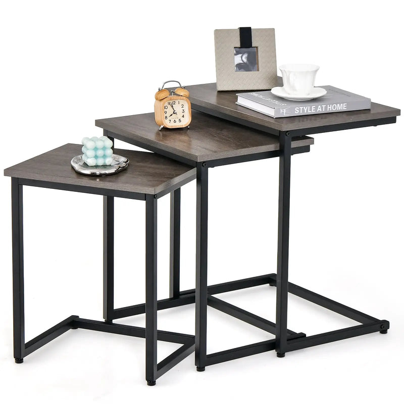 3 Pieces Multifunctional Coffee End Table Set by DirectDeals