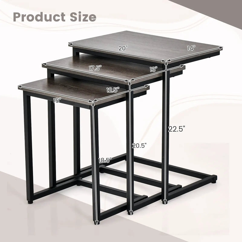 3 Pieces Multifunctional Coffee End Table Set by DirectDeals