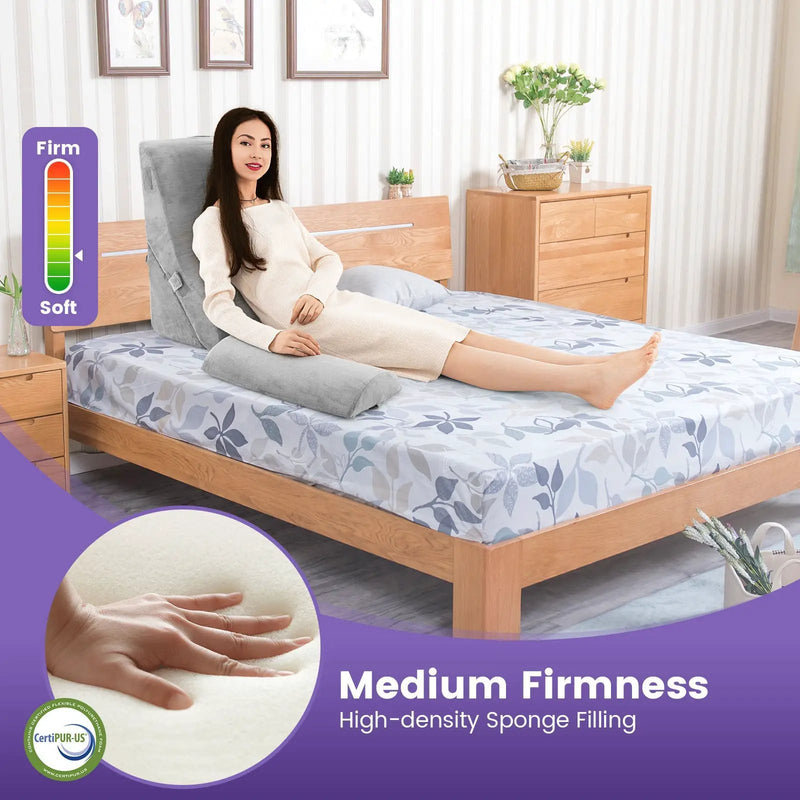 3 Pieces Orthopedic Bed Wedge Pillow Set Adjustable Support for Back Neck-Gray by DirectDeals