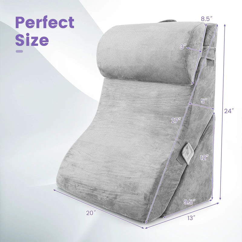 3 Pieces Orthopedic Bed Wedge Pillow Set Adjustable Support for Back Neck-Gray by DirectDeals