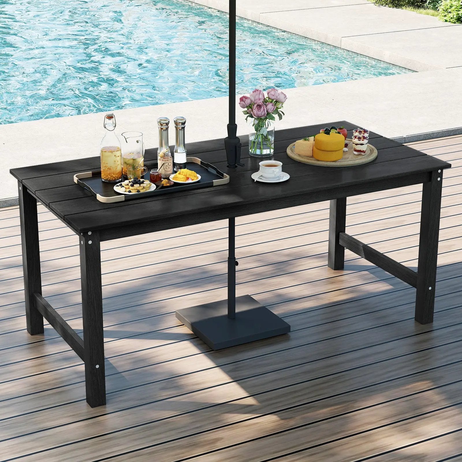 3 Pieces Outdoor Dining Table Set with 2 Benches by DirectDeals