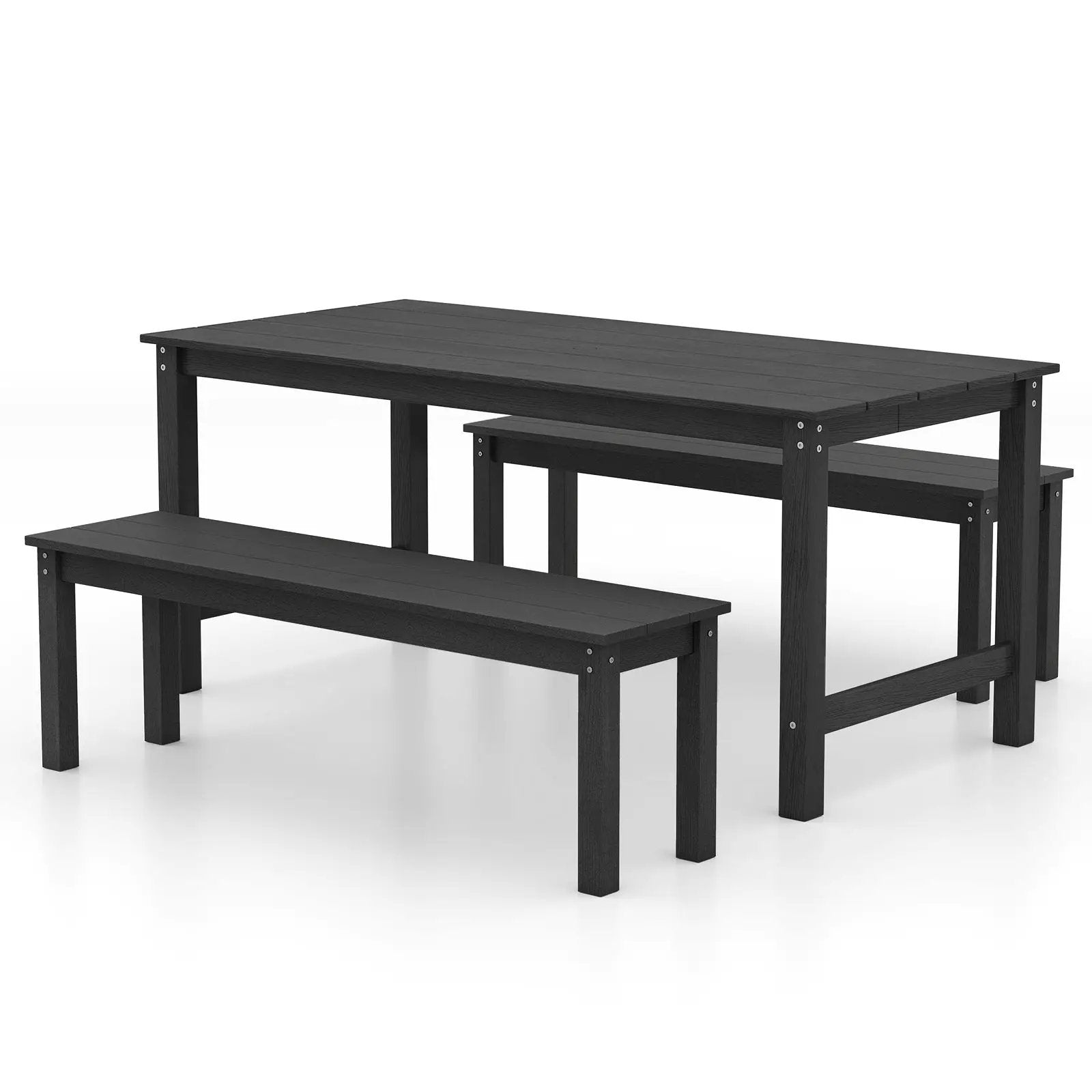 3 Pieces Outdoor Dining Table Set with 2 Benches by DirectDeals