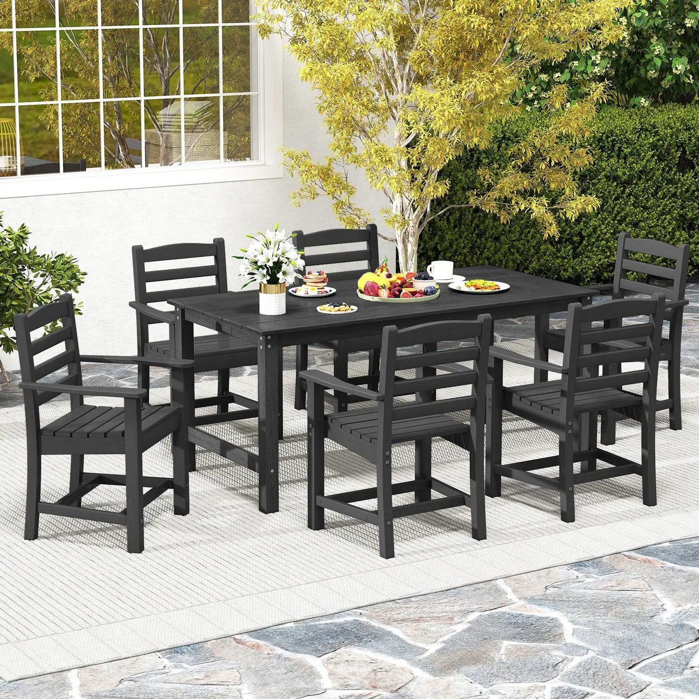 3 Pieces Outdoor Dining Table Set with 2 Benches by DirectDeals