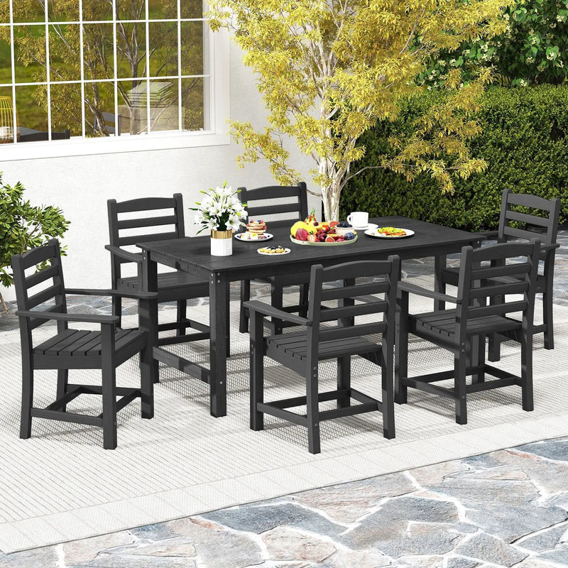 3 Pieces Outdoor Dining Table Set with 2 Benches by DirectDeals