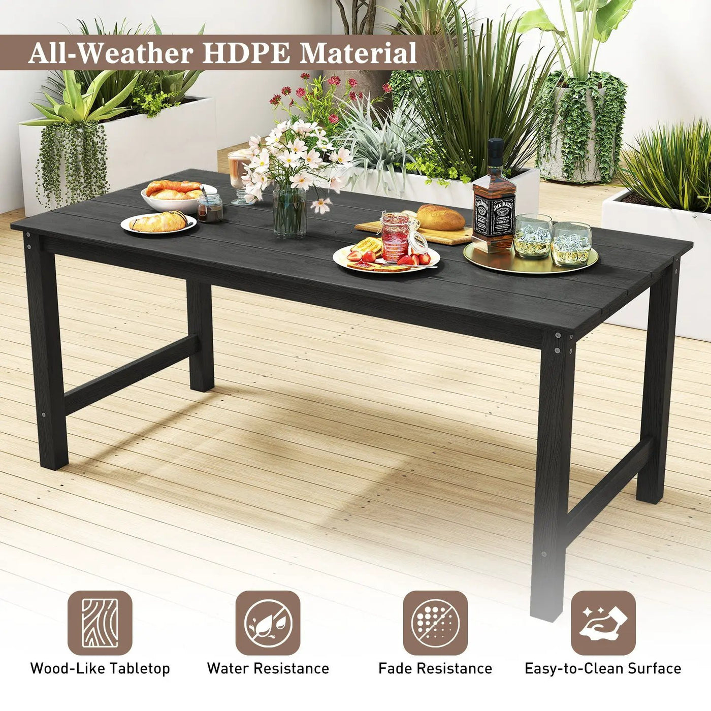 3 Pieces Outdoor Dining Table Set with 2 Benches by DirectDeals