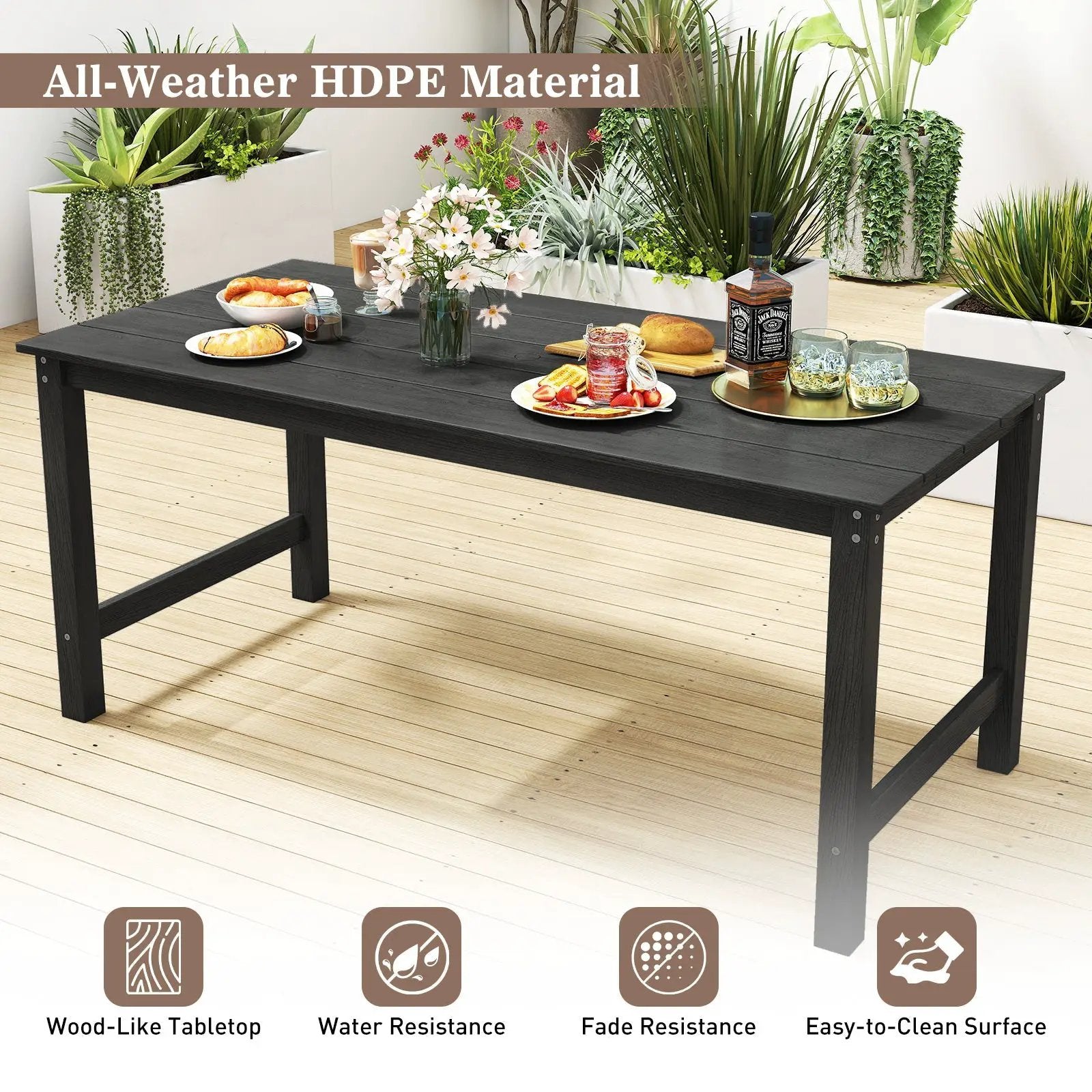 3 Pieces Outdoor Dining Table Set with 2 Benches by DirectDeals