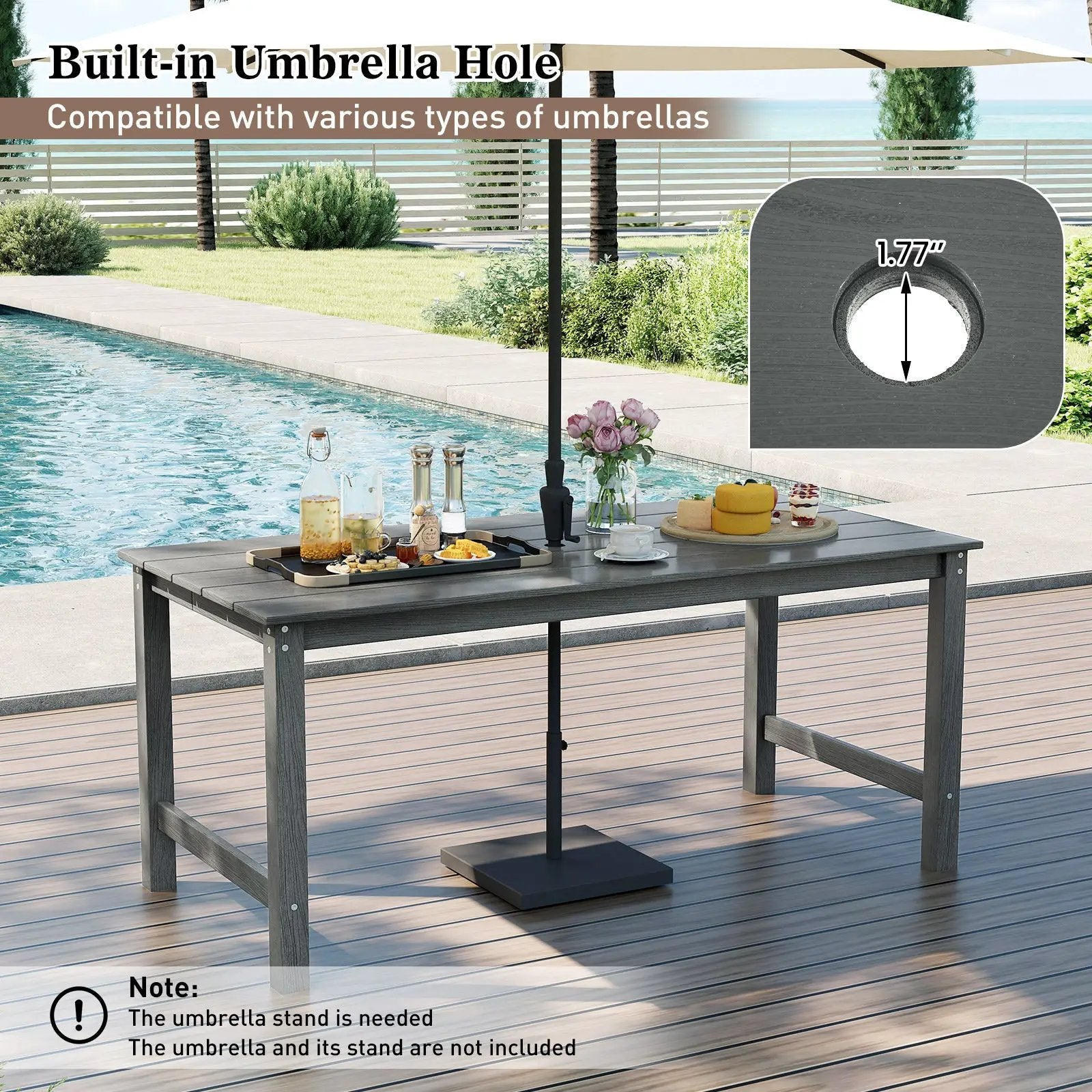 3 Pieces Outdoor Dining Table Set with 2 Benches by DirectDeals