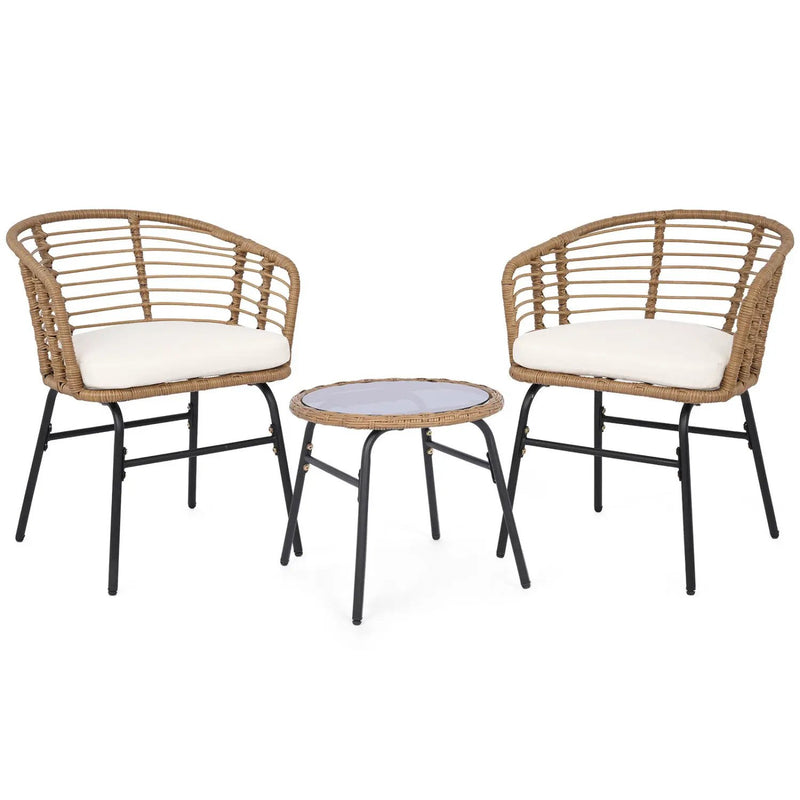 3-Piece Patio Conversation Set with Cushions by DirectDeals
