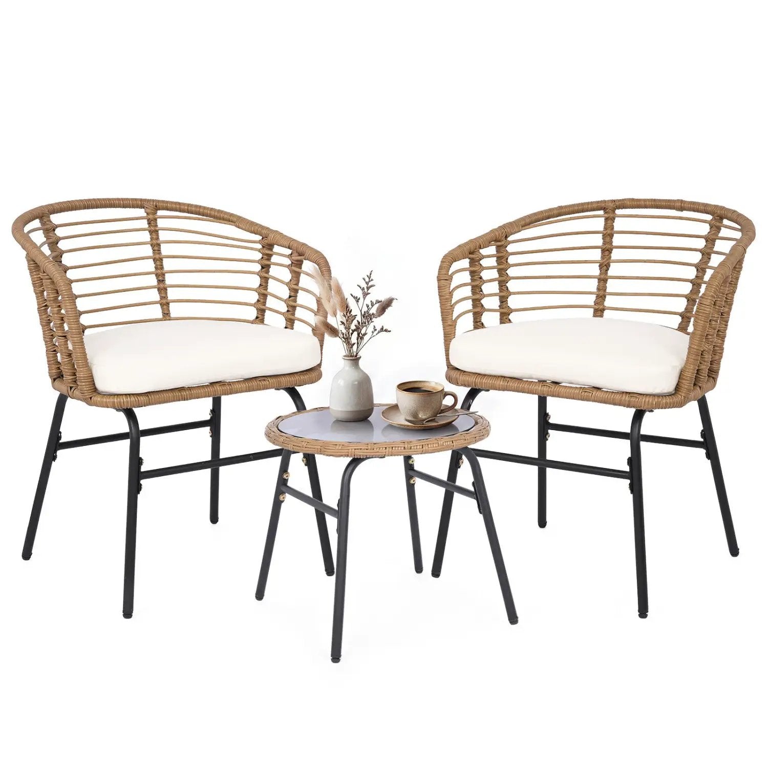 3-Piece Patio Conversation Set with Cushions by DirectDeals