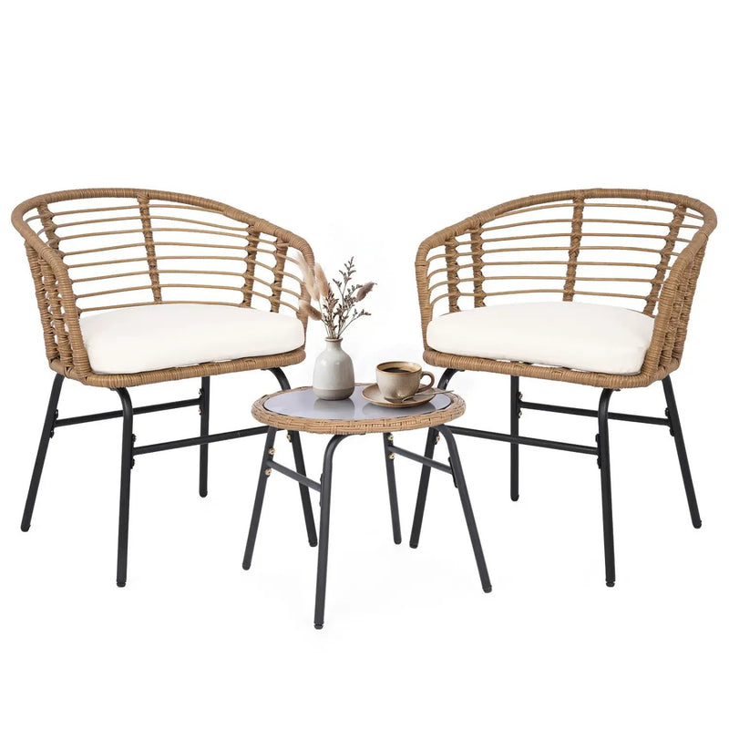 3-Piece Patio Conversation Set with Cushions by DirectDeals