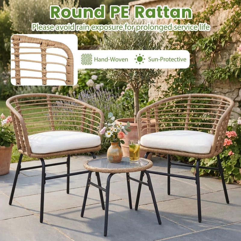 3-Piece Patio Conversation Set with Cushions by DirectDeals