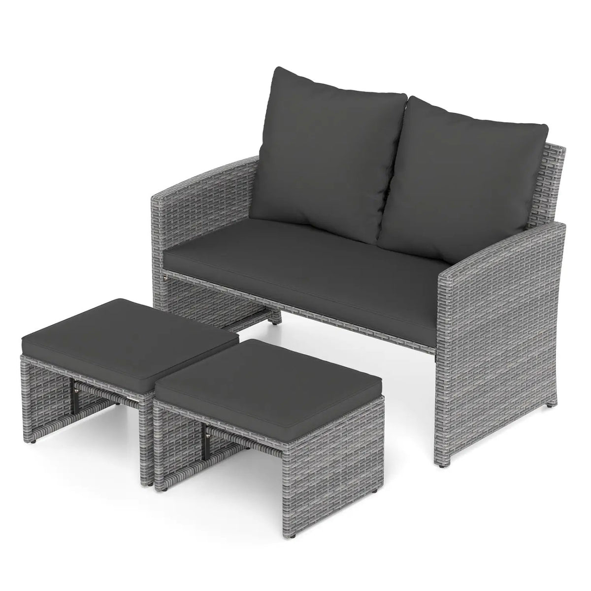 3-Piece Patio Conversation Set with Cushions by DirectDeals