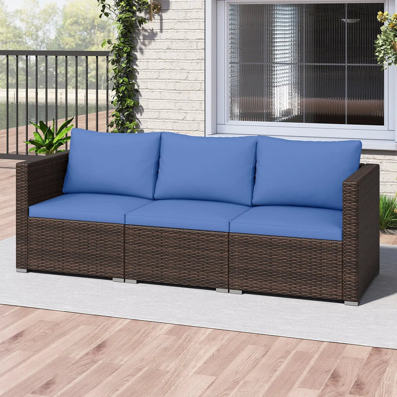 3 Pieces Patio Sectional Sofa Set with Soft Cushions by DirectDeals