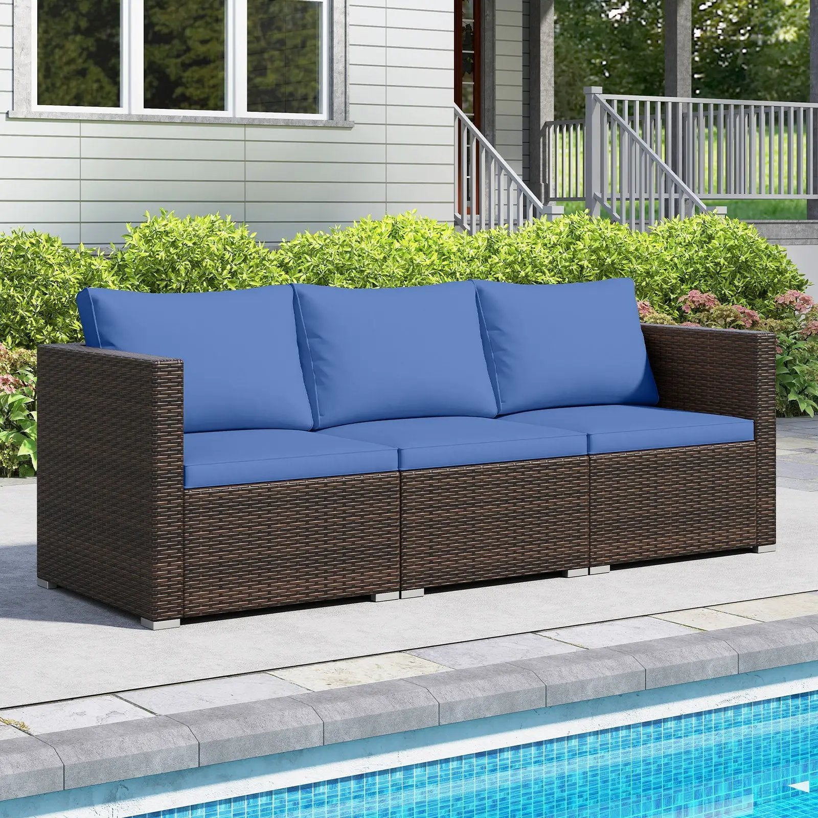 3 Pieces Patio Sectional Sofa Set with Soft Cushions by DirectDeals