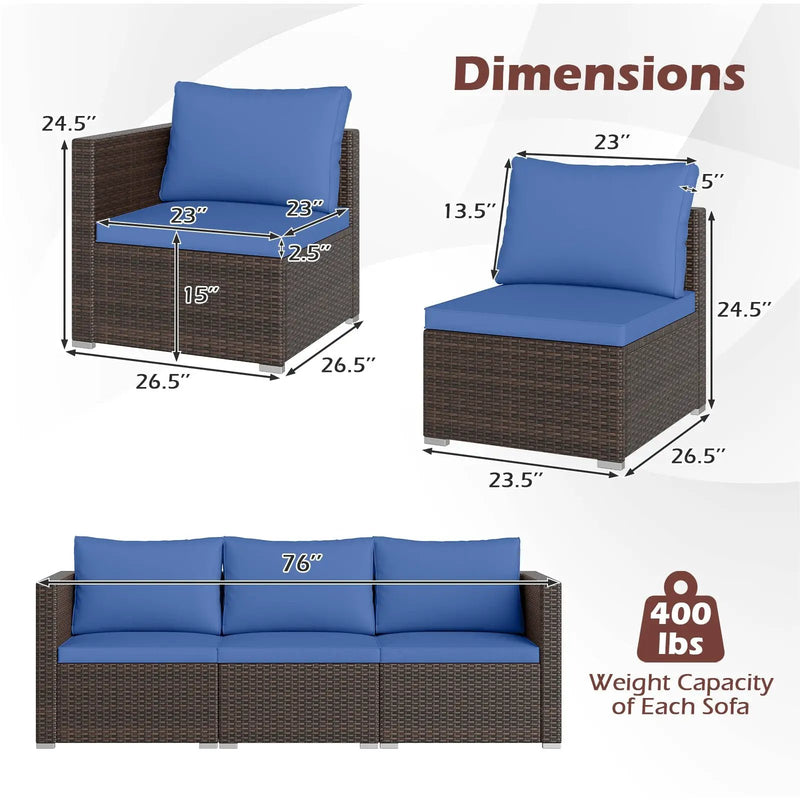 3 Pieces Patio Sectional Sofa Set with Soft Cushions by DirectDeals
