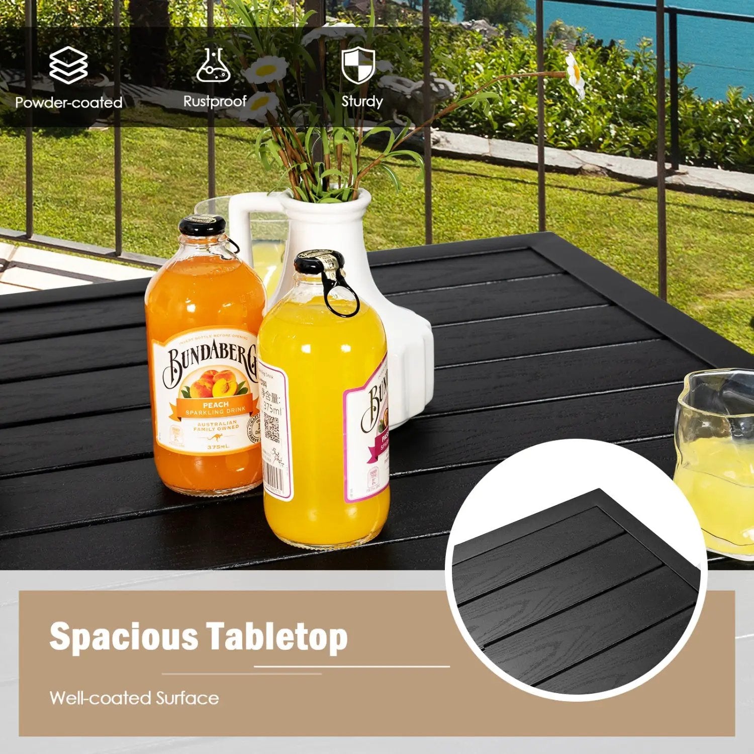 3 Pieces Outdoor Swivel Bar Set High Top Patio Bar Table and Rattan Wicker Chairs by DirectDeals
