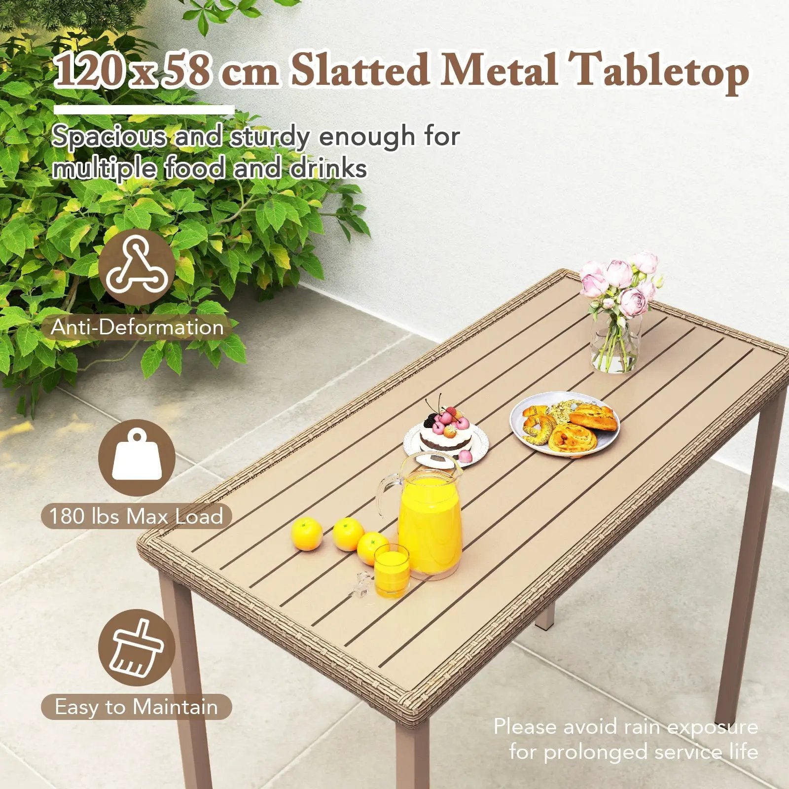 3 Pieces Patio Bar Table Set with Height Table and 2 Armless Chairs by DirectDeals