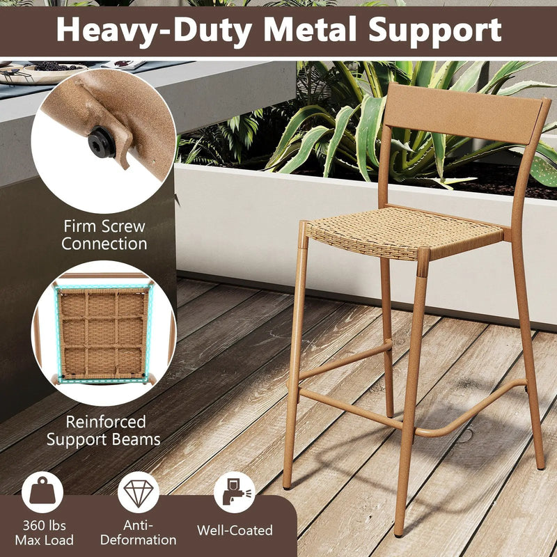 3 Pieces Patio Bar Table Set with Height Table and 2 Armless Chairs by DirectDeals