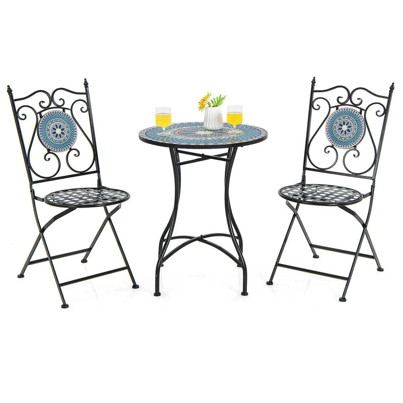 3 Piece Patio Bistro Set with Mosaic Pattern by DirectDeals