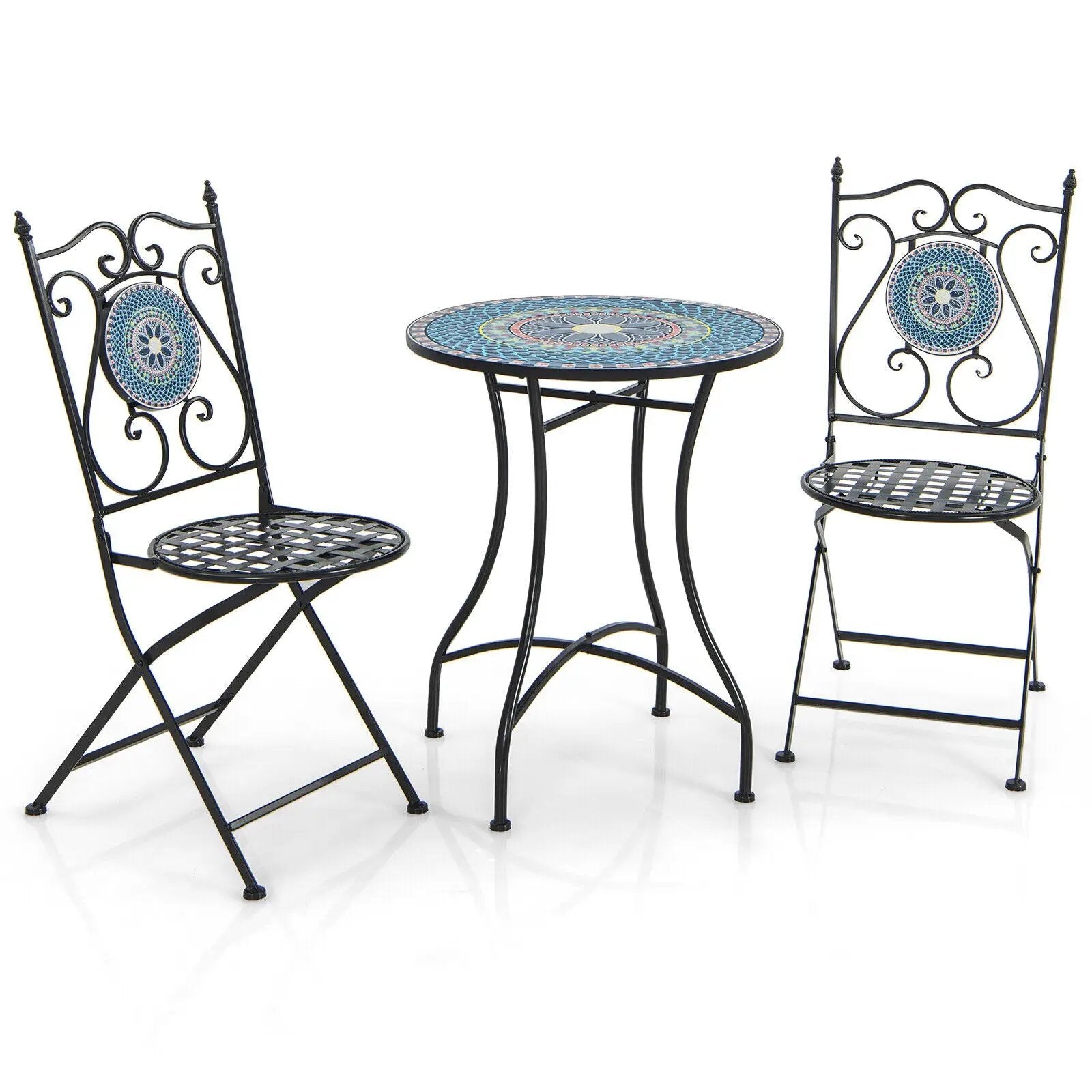 3 Piece Patio Bistro Set with Mosaic Pattern by DirectDeals