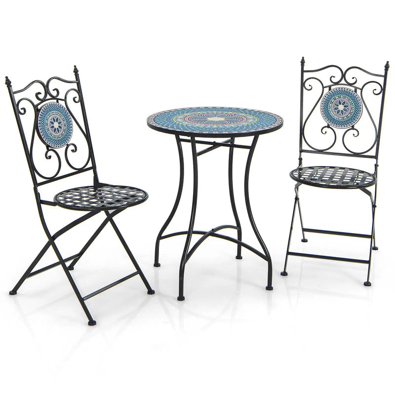 3 Piece Patio Bistro Set with Mosaic Pattern by DirectDeals
