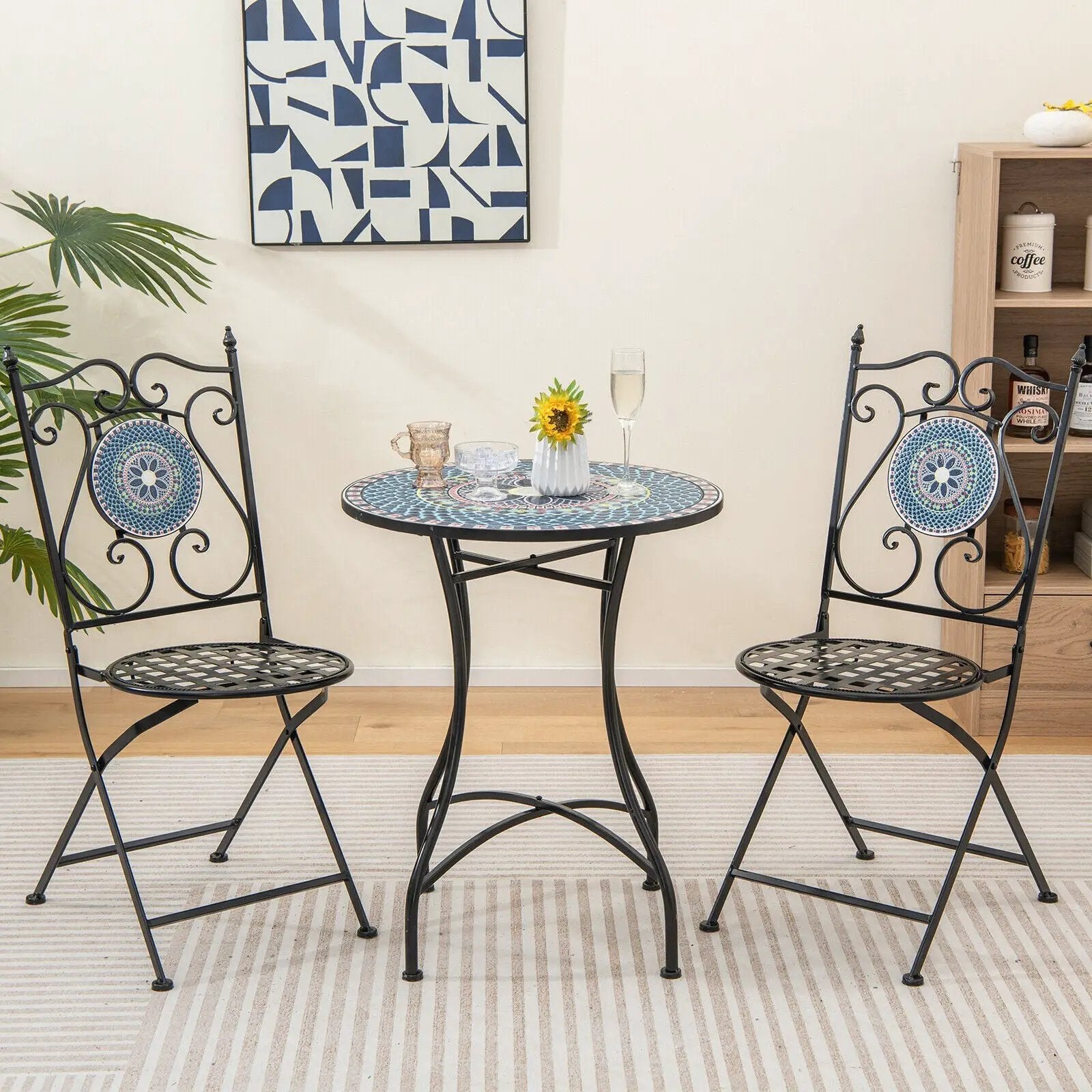 3 Piece Patio Bistro Set with Mosaic Pattern by DirectDeals