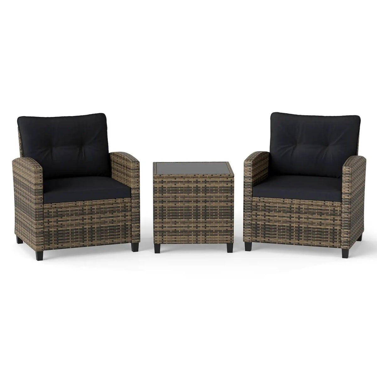3-Piece Patio Conversation Set with Tempered Glass Table by DirectDeals