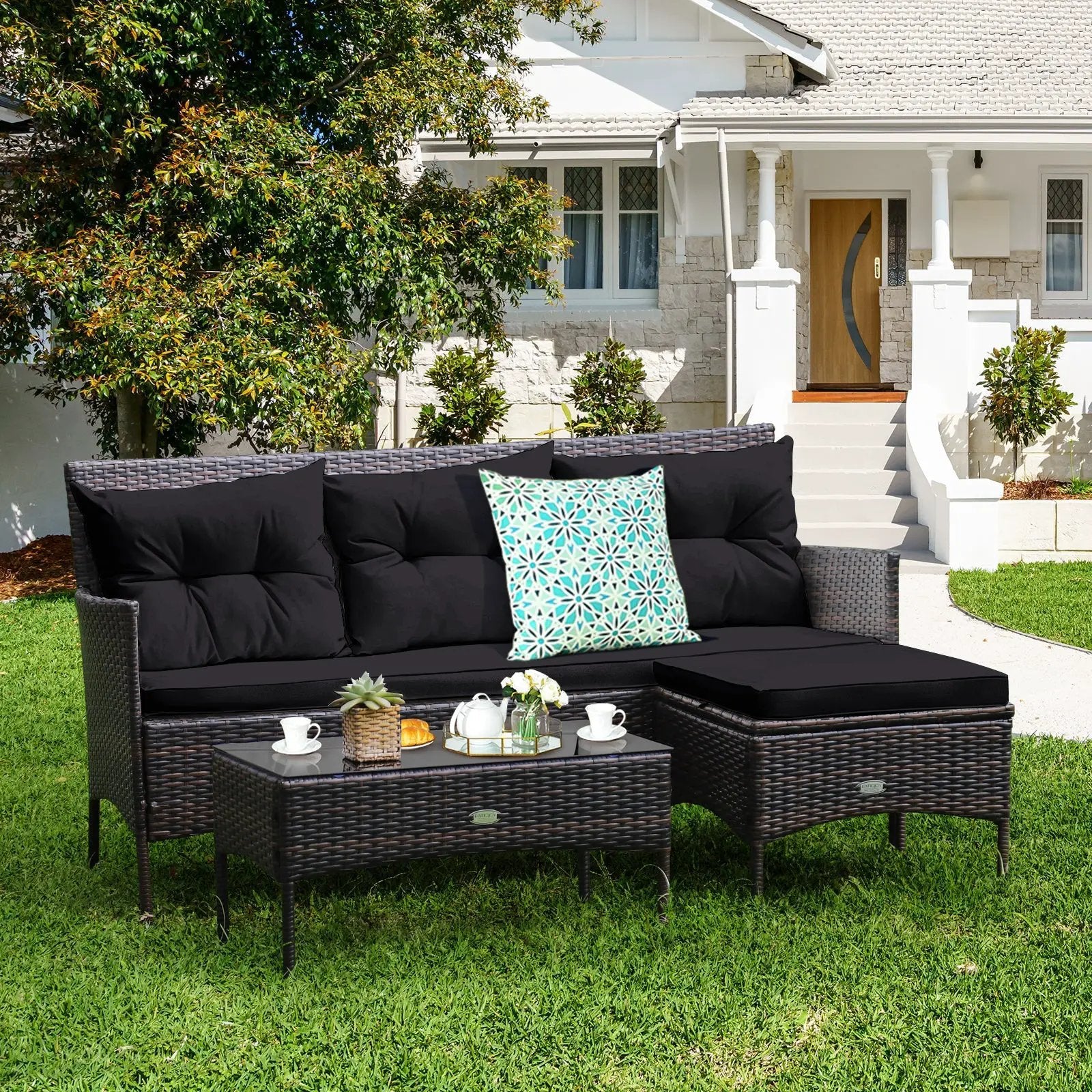 3 Pieces Patio Furniture Sectional Set with 5 Cozy by DirectDeals