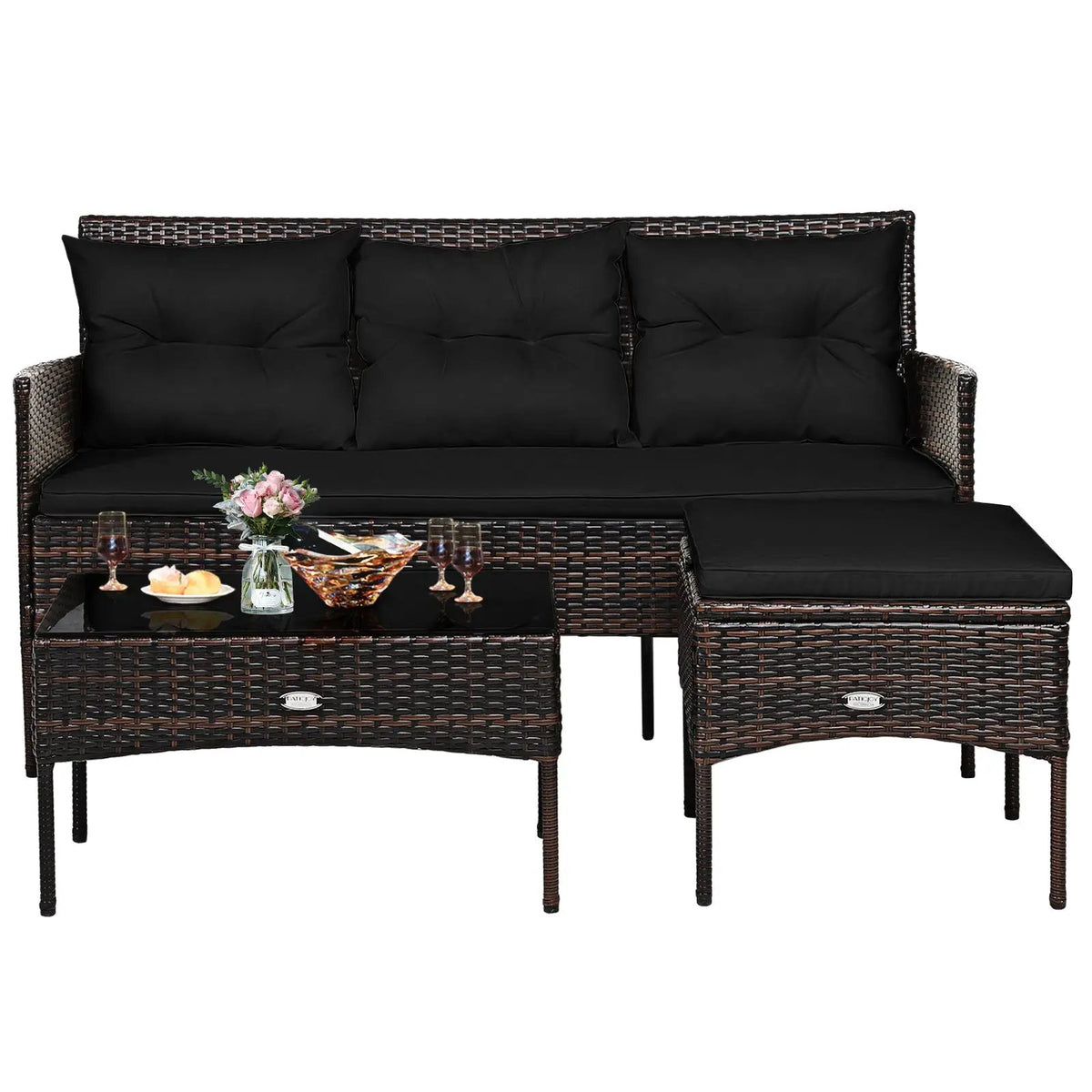 3 Pieces Patio Furniture Sectional Set with 5 Cozy by DirectDeals