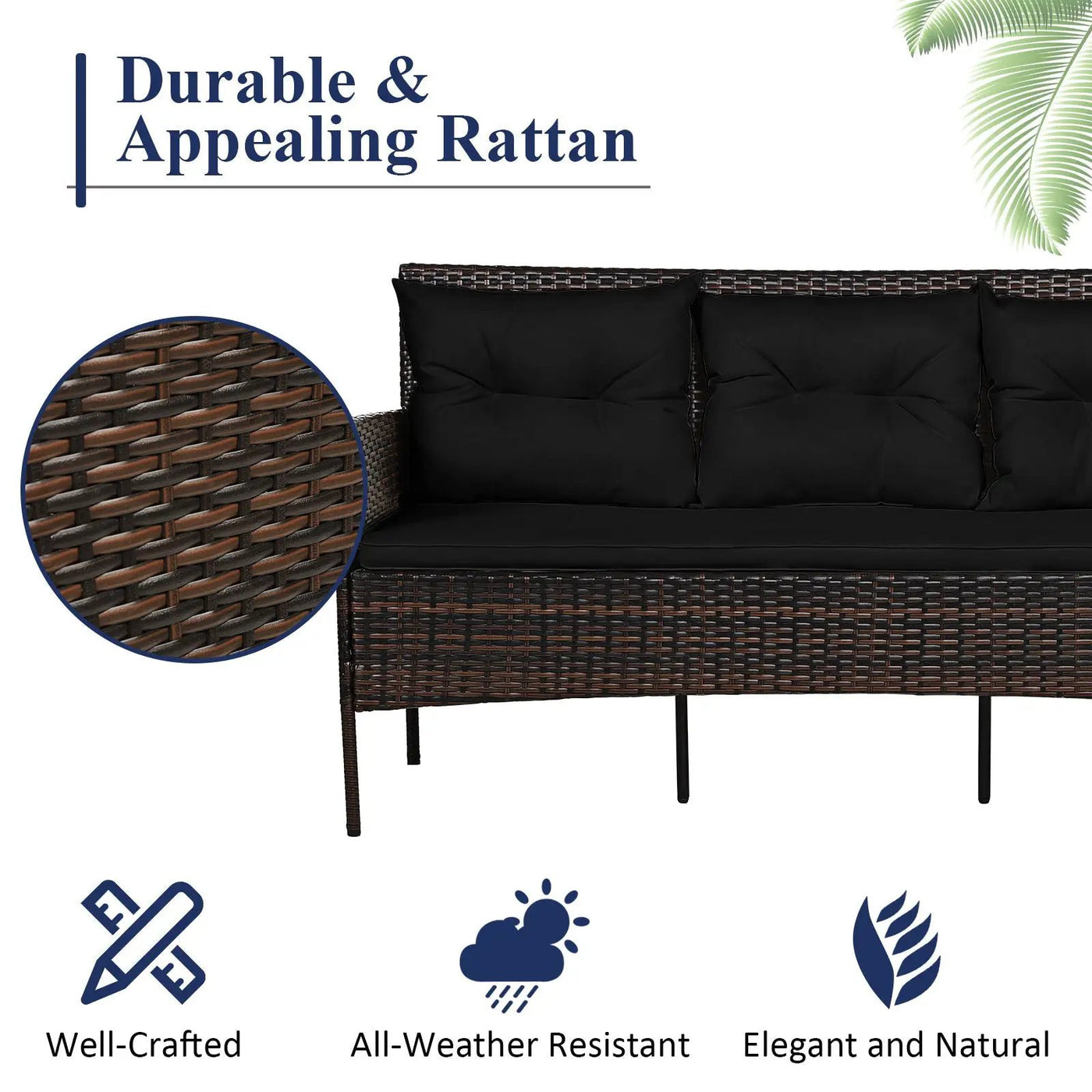 3 Pieces Patio Furniture Sectional Set with 5 Cozy by DirectDeals