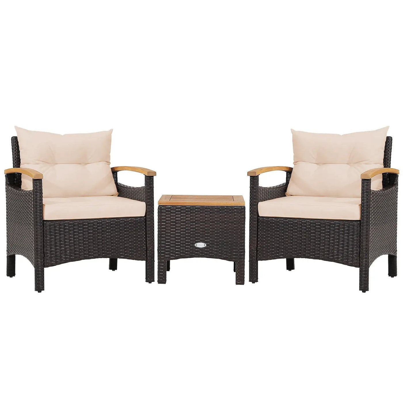 3 Pieces Patio Rattan Furniture Set with Removable Cushion by DirectDeals