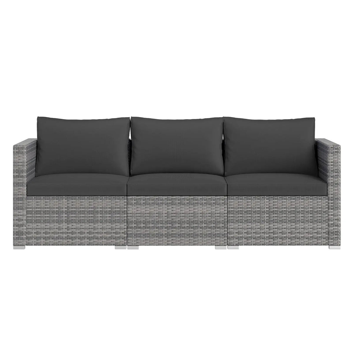 3 Pieces Patio Sectional Sofa Set PE Rattan Modular Couch Furniture Set with Soft Cushions by DirectDeals