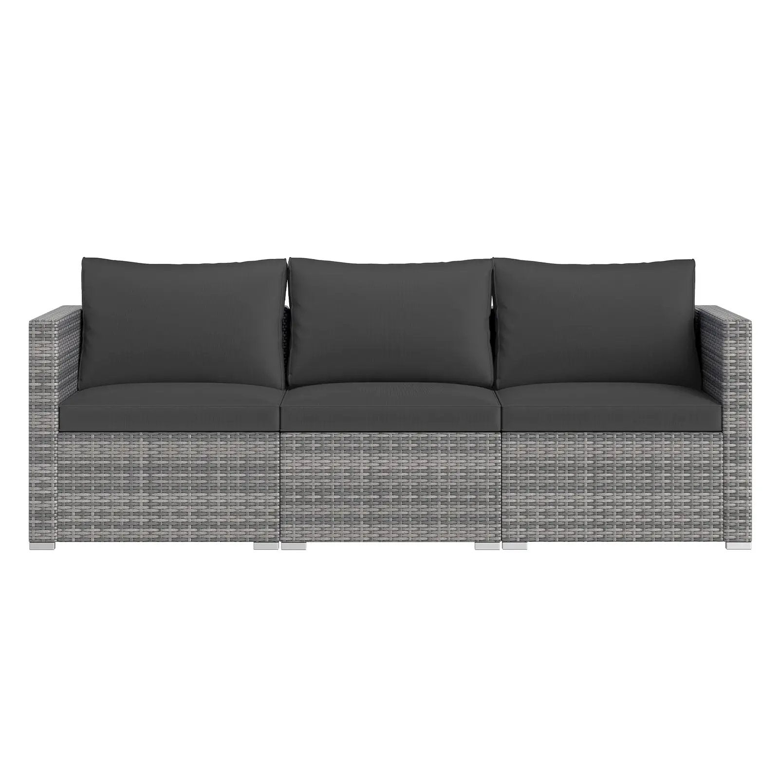 3 Pieces Patio Sectional Sofa Set PE Rattan Modular Couch Furniture Set with Soft Cushions by DirectDeals