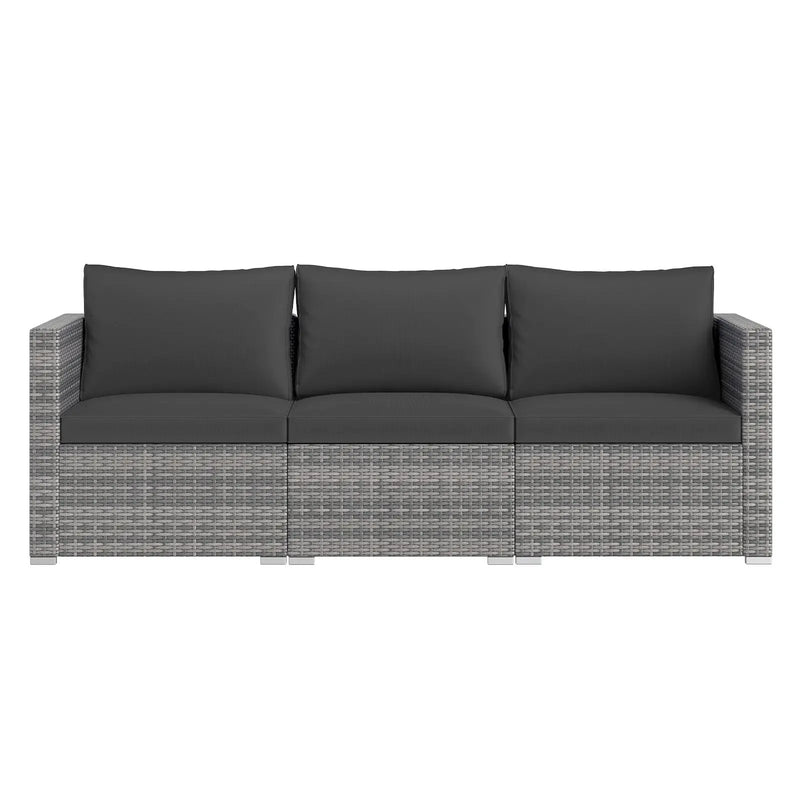 3 Pieces Patio Sectional Sofa Set PE Rattan Modular Couch Furniture Set with Soft Cushions by DirectDeals