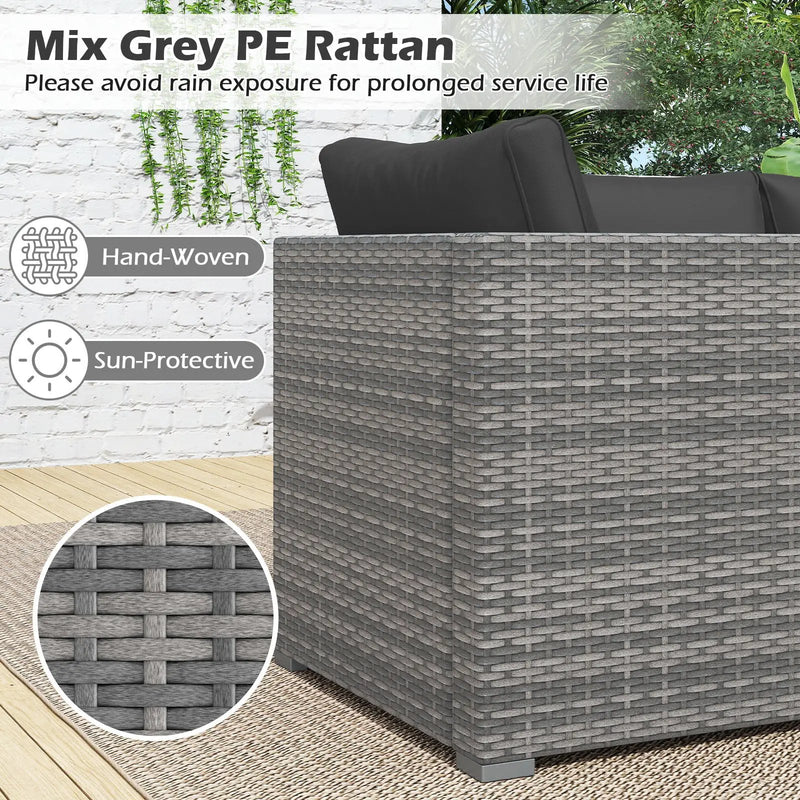 3 Pieces Patio Sectional Sofa Set PE Rattan Modular Couch Furniture Set with Soft Cushions by DirectDeals