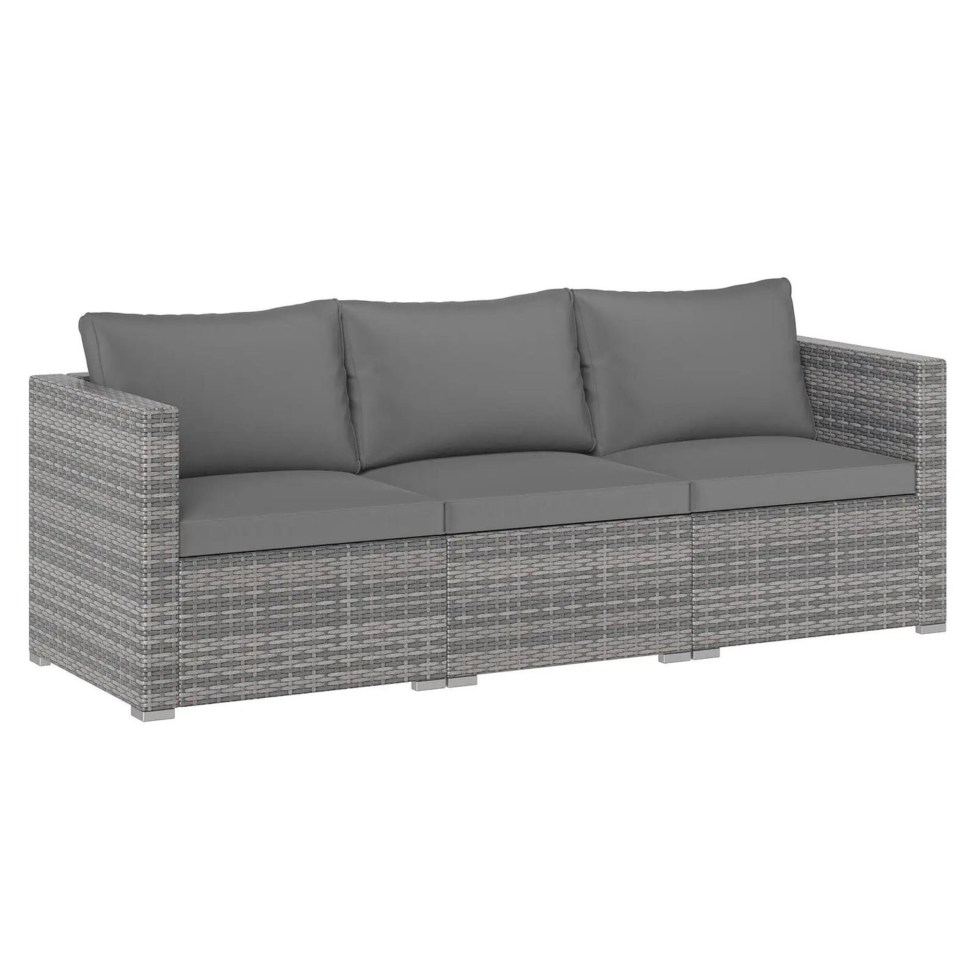 3 Pieces Patio Sectional Sofa Set PE Rattan Modular Couch Furniture Set with Soft Cushions by DirectDeals