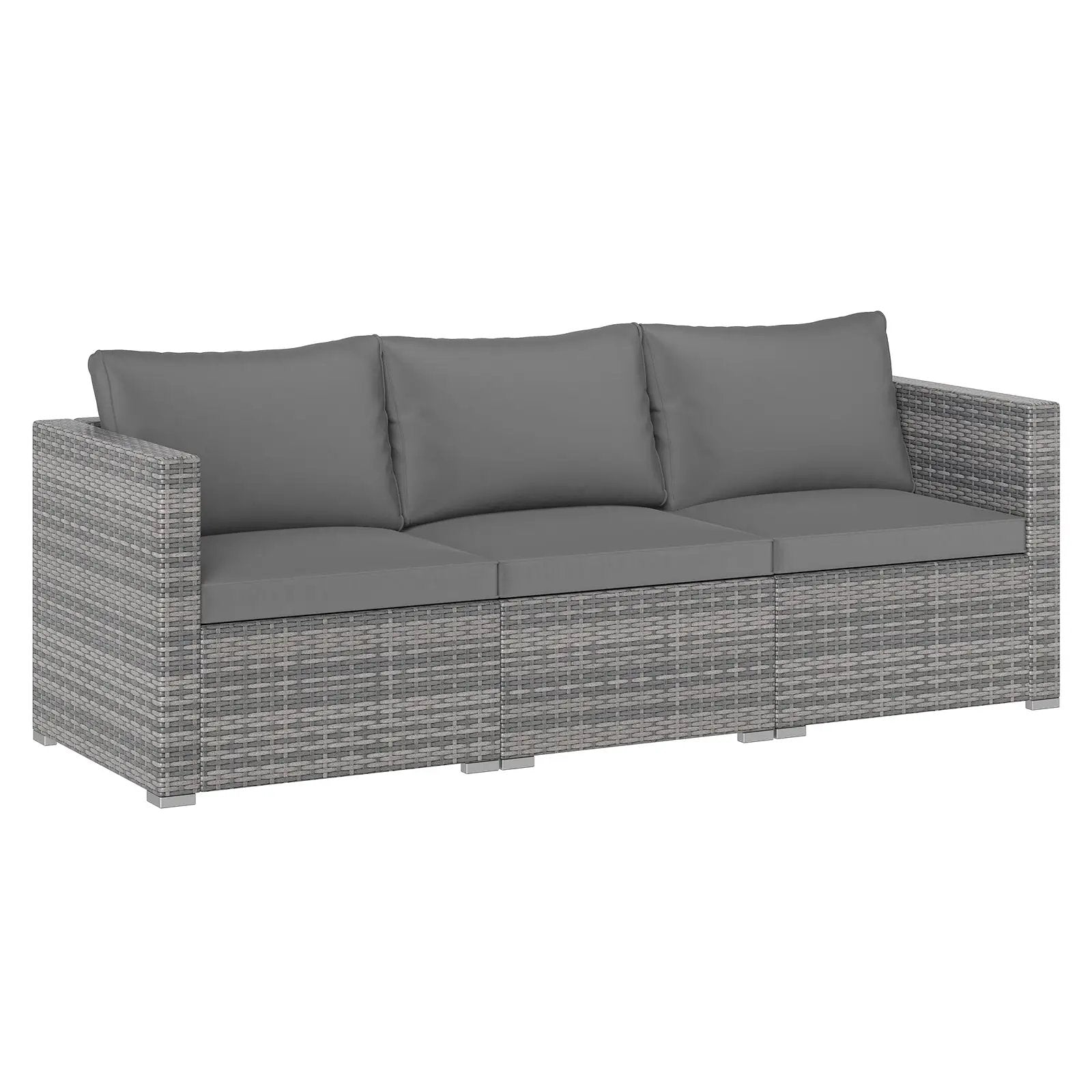 3 Pieces Patio Sectional Sofa Set PE Rattan Modular Couch Furniture Set with Soft Cushions by DirectDeals