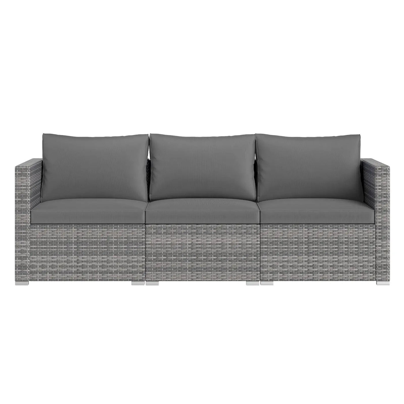 3 Pieces Patio Sectional Sofa Set PE Rattan Modular Couch Furniture Set with Soft Cushions by DirectDeals