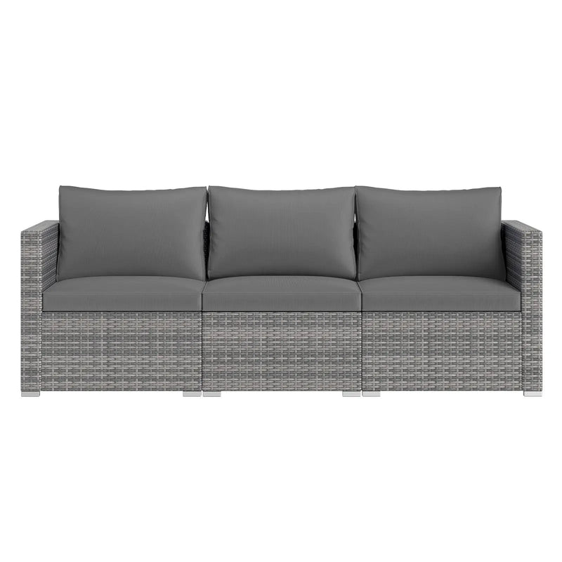 3 Pieces Patio Sectional Sofa Set PE Rattan Modular Couch Furniture Set with Soft Cushions by DirectDeals