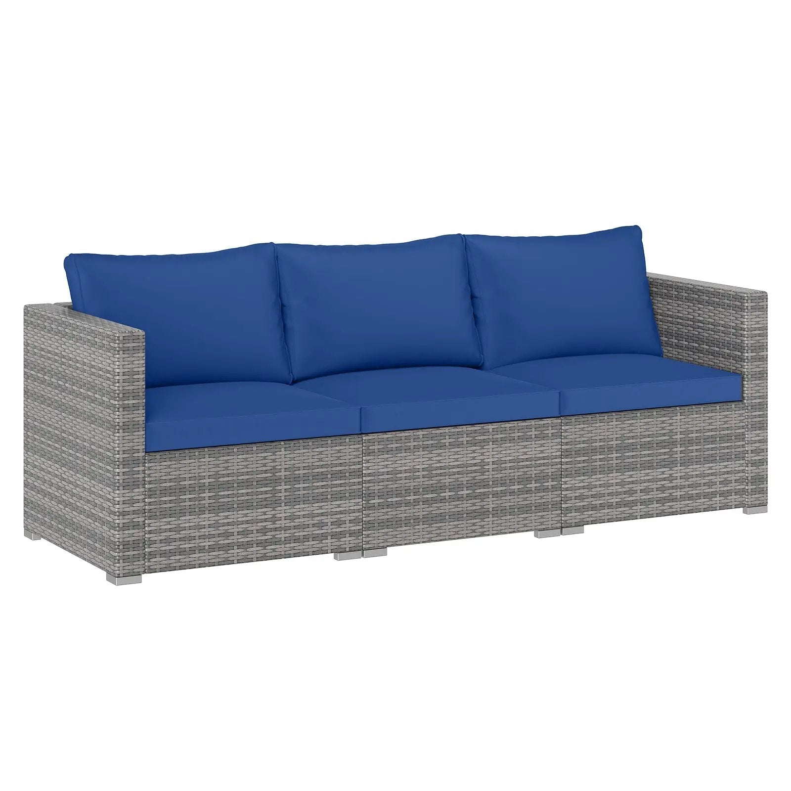 3 Pieces Patio Sectional Sofa Set PE Rattan Modular Couch Furniture Set with Soft Cushions by DirectDeals