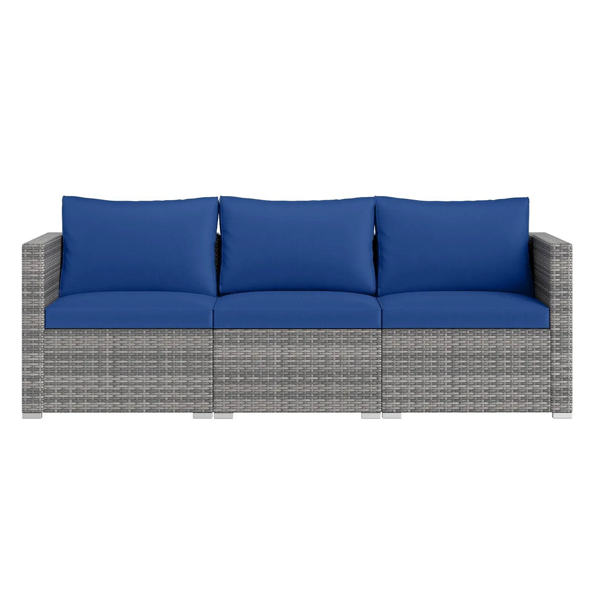 3 Pieces Patio Sectional Sofa Set PE Rattan Modular Couch Furniture Set with Soft Cushions by DirectDeals