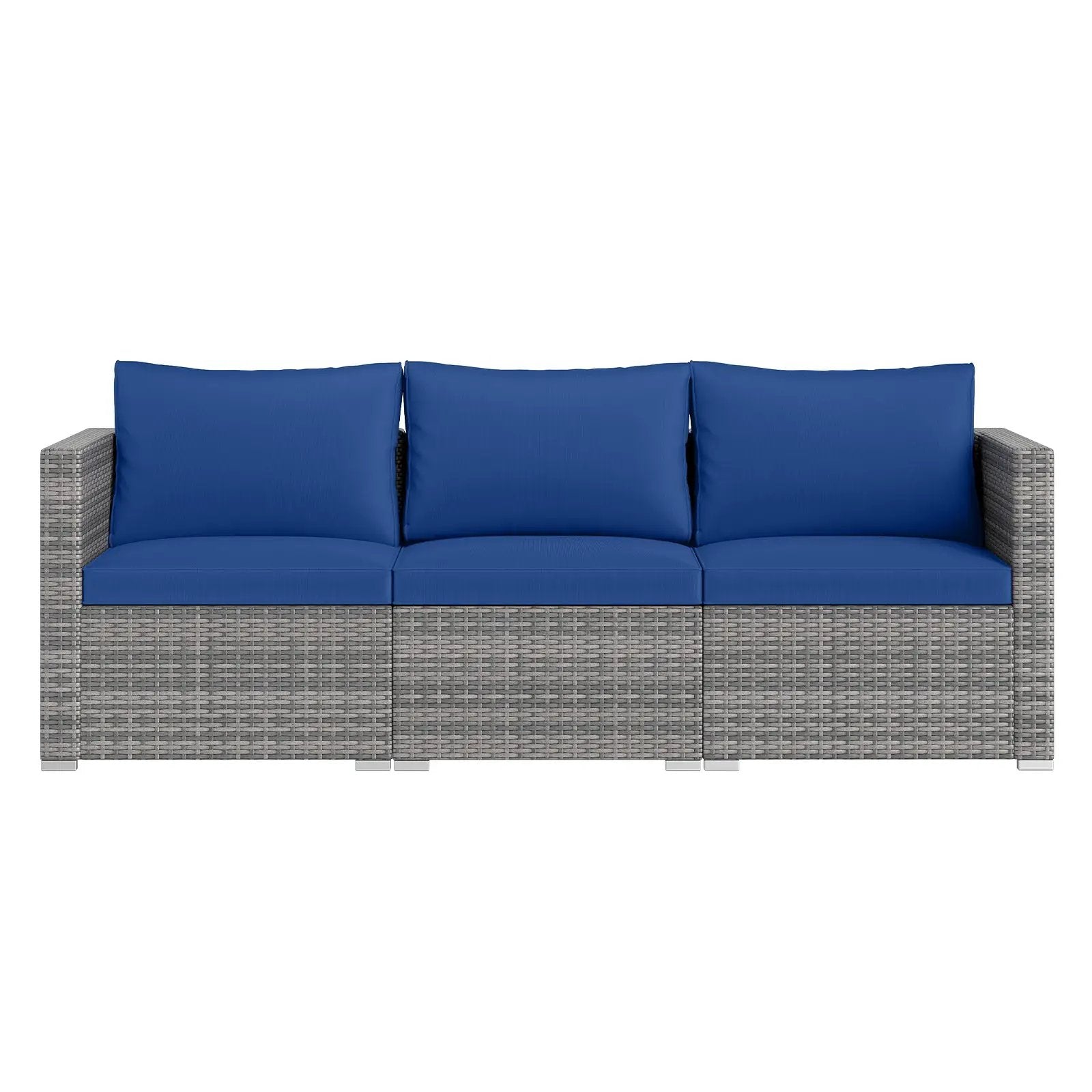 3 Pieces Patio Sectional Sofa Set PE Rattan Modular Couch Furniture Set with Soft Cushions by DirectDeals