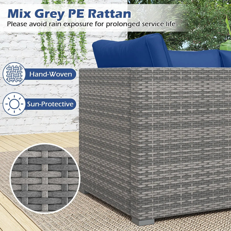 3 Pieces Patio Sectional Sofa Set PE Rattan Modular Couch Furniture Set with Soft Cushions by DirectDeals